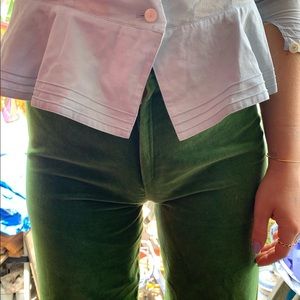 Amazing vintage moss-green velvet pants sz small